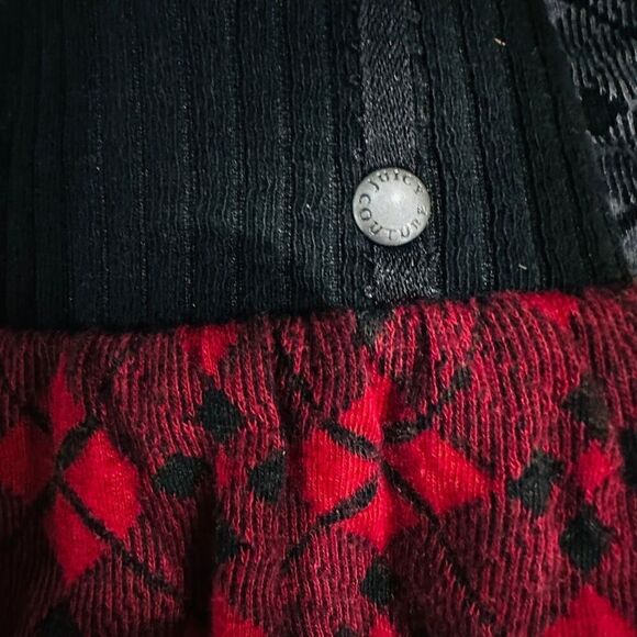 JUICY COUTURE Red Black Plaid Wool Cotton Elastic Waist Pull On Y2K Vibes Mini S - Picture 3 of 4